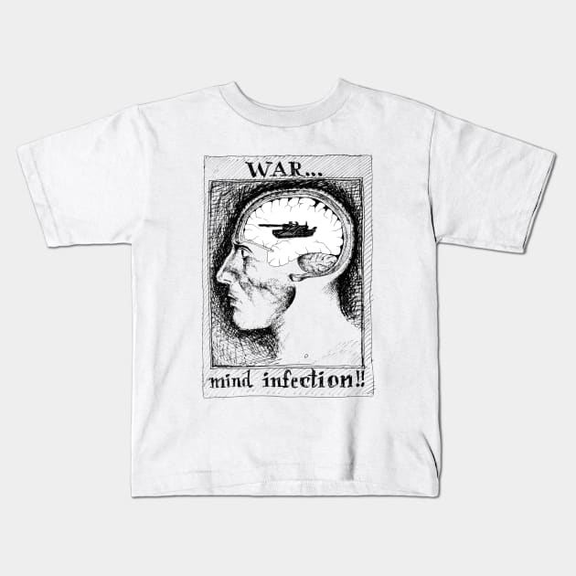 Anti War Man Portrait Drawing Anatomy Kids T-Shirt by Inogitna Designs